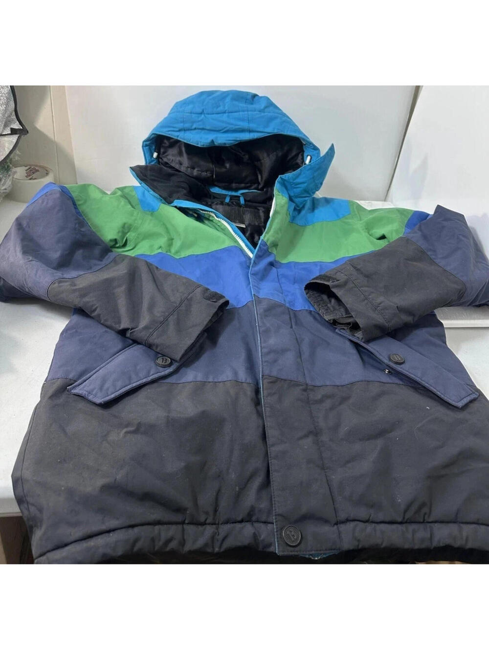 Burton Mens Dryride Ski Jacket Small Green Amparo Blue Snowboard Snow Insulated.